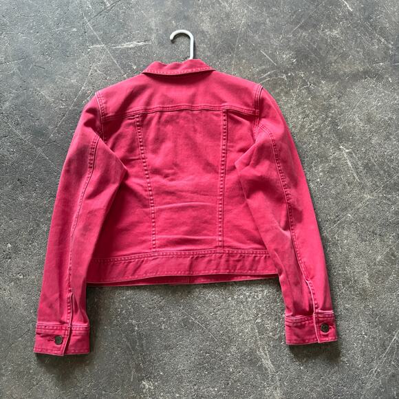 Vintage LRL Ralph Lauren Denim Jacket Womens M Petite Faded Red Trucker Jean - Picture 4 of 8